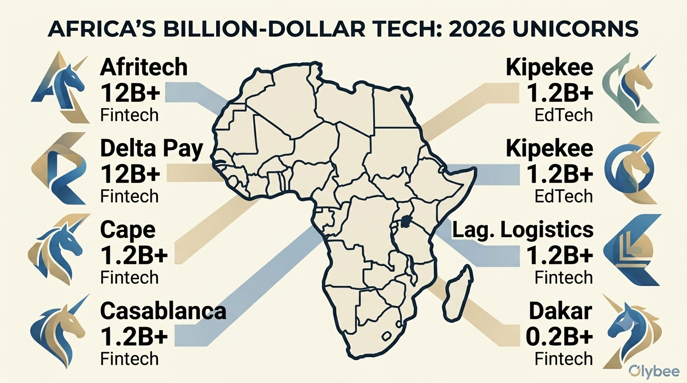 Africa unicorn companies 2026 ranked list showing valuations from Naspers to Moniepoint.