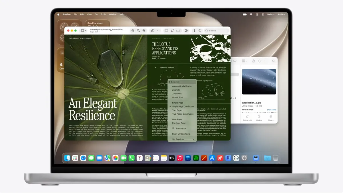 Apple macOS 27 Golden Gate desktop with refined Liquid Glass design