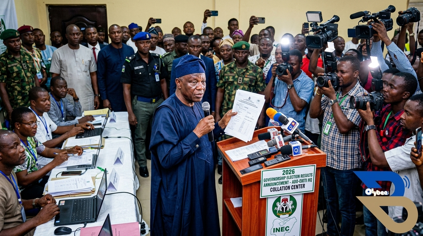 INEC returning officer announces Ekiti governorship election 2026 results at Ado-Ekiti headquarters
