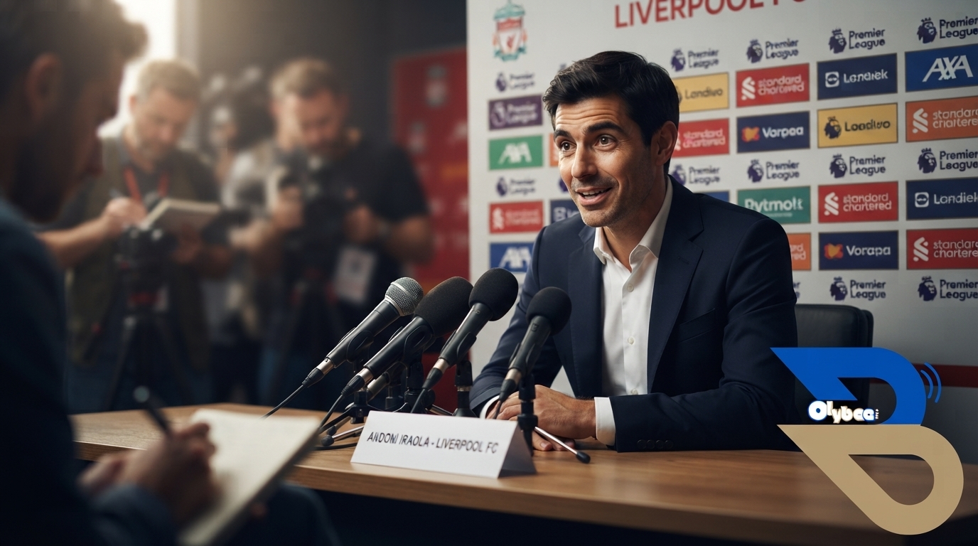 Andoni Iraola discussing Liverpool transfer plans at press conference