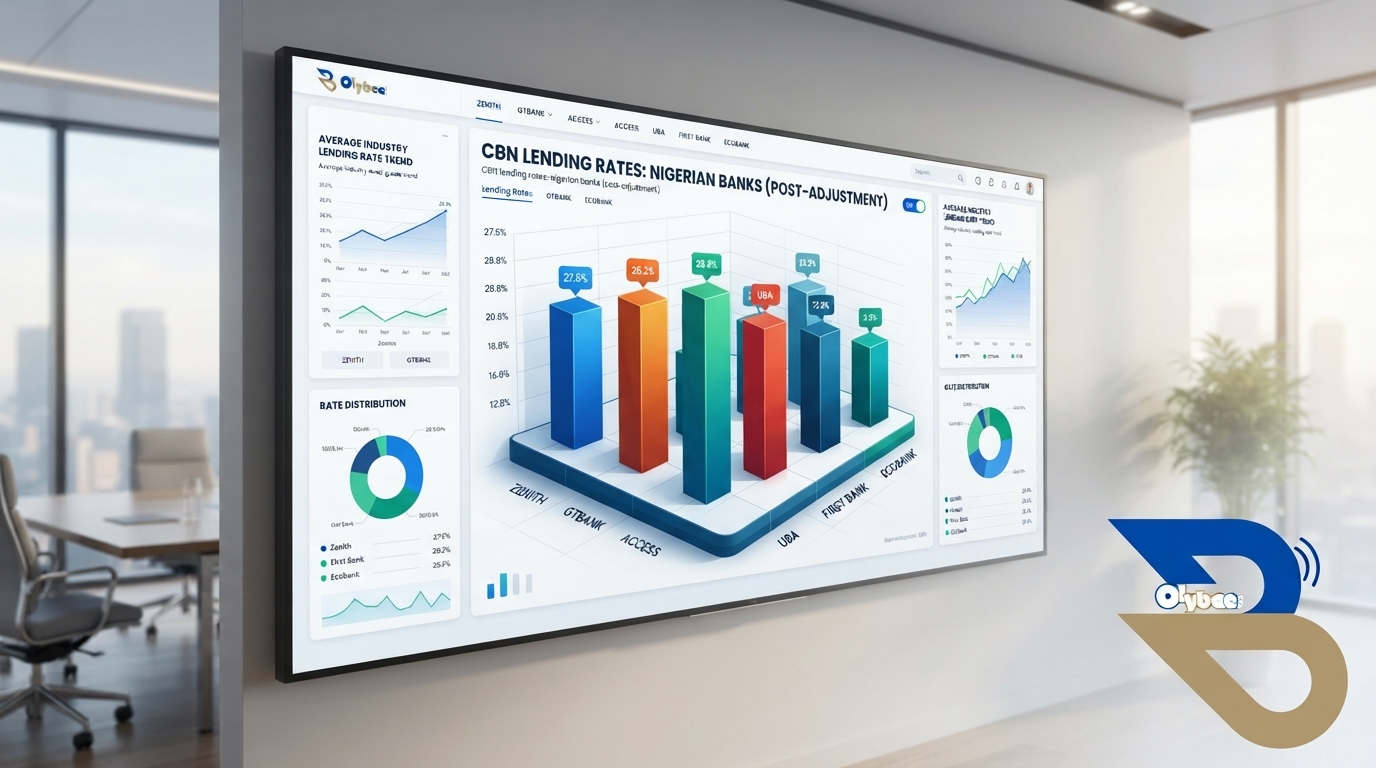 "Chart showing new CBN lending rates across major Nigerian commercial banks