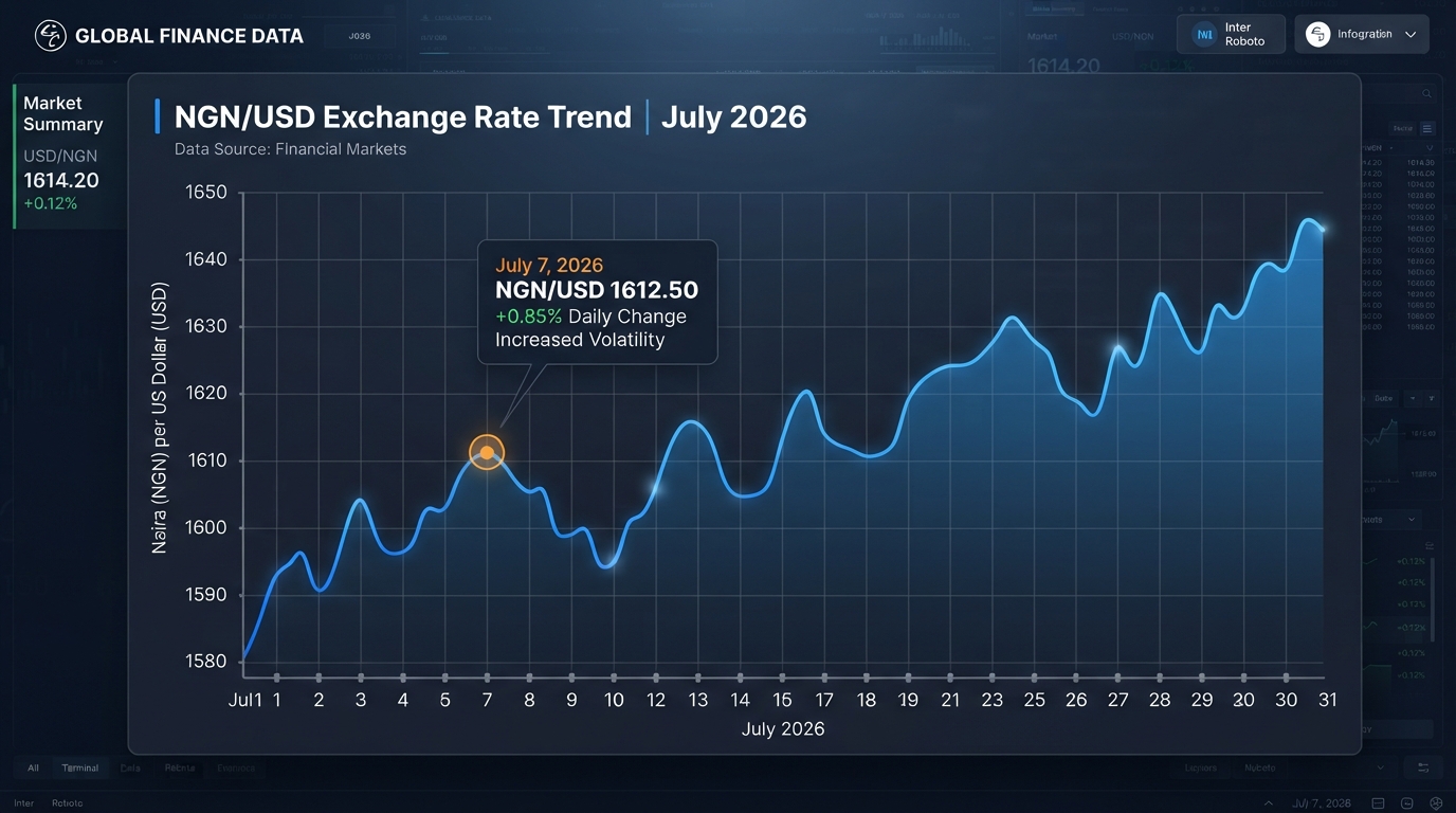 Naira dollar exchange rate chart for July 7, 2026