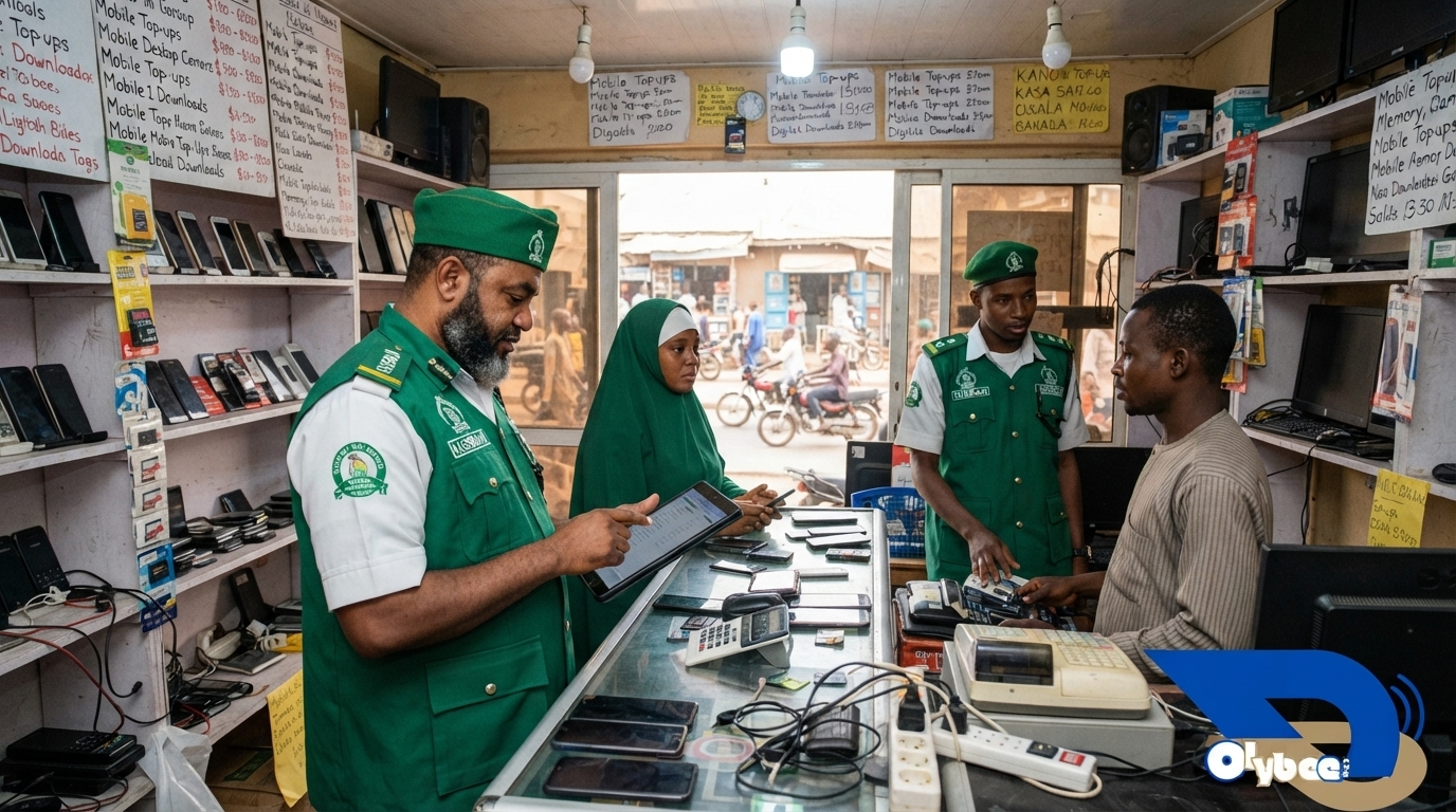 Kano Hisbah Board officials enforcing the mobile movie download ban across local government areas
