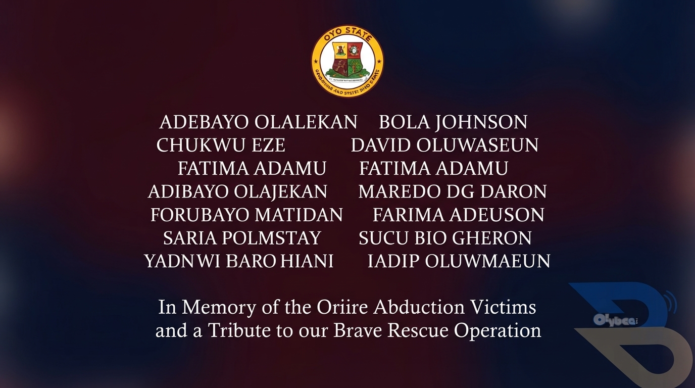 Oyo State government tribute listing victims of the Oriire abduction and rescue operation