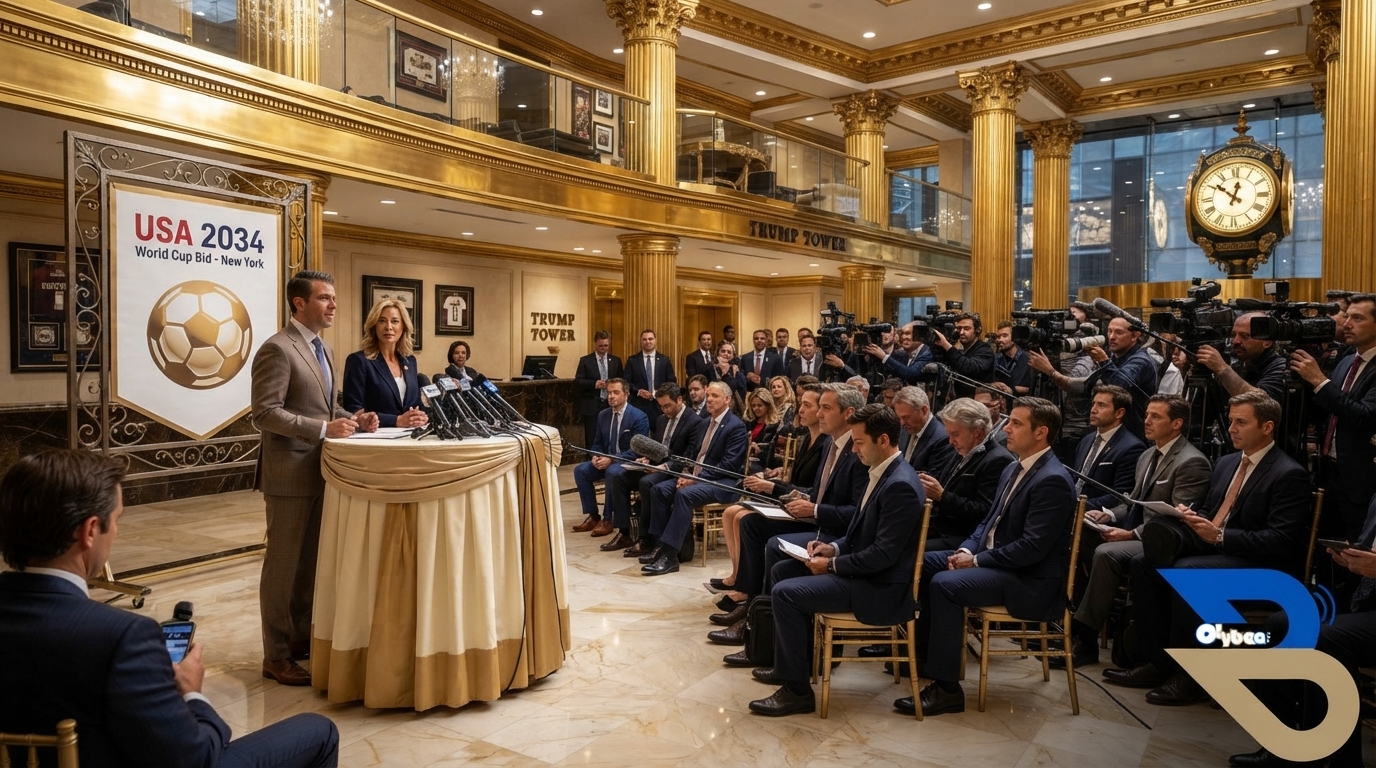 Trump World Cup bid press event at Trump Tower reception.